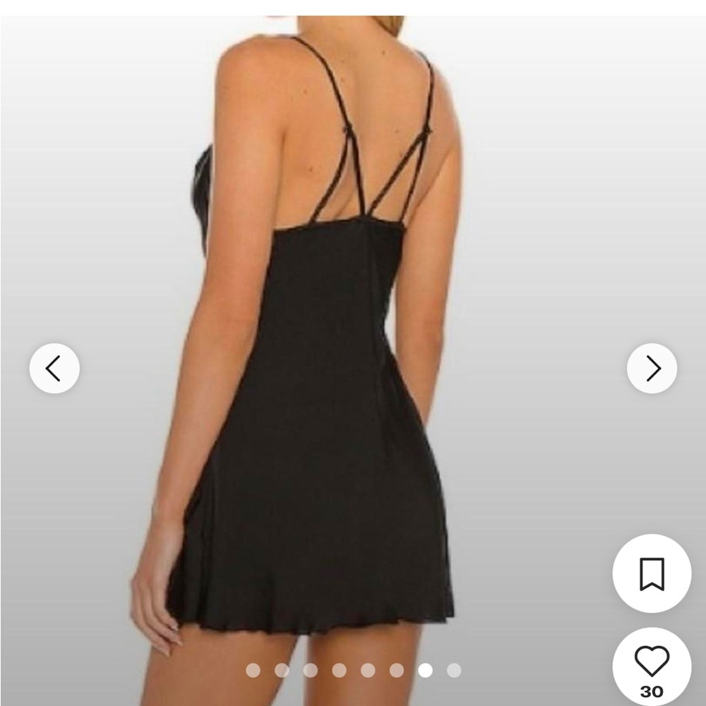 Free People Black Cowl neck mini Slip Dress Sz S - Picture 3 of 7